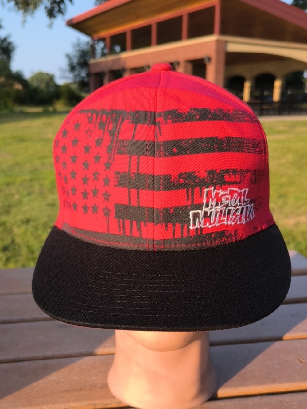 Metal Mulisha USA Theme Flag Grunge Flexfit Baseball Adult Hat Cap L-XL